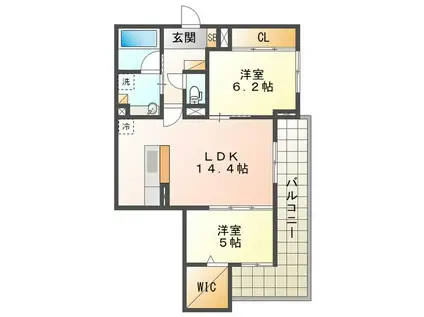 ディーシャンブル石塚町(2LDK/2階)の間取り写真