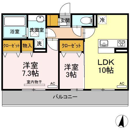 カーサ・ペキーノ(2LDK/3階)の間取り写真