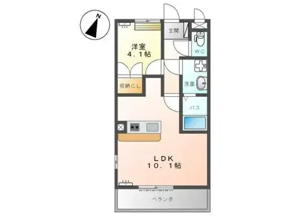 ルミエールユウ(1LDK/1階)の間取り写真