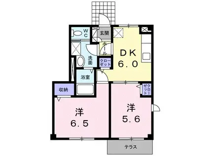 ルミナス(2DK/1階)の間取り写真