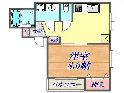 鳴海ビル(1DK/5階)の間取り写真