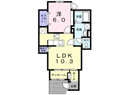 ティアラ(1LDK/1階)の間取り写真