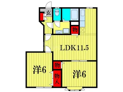 ポワール・メゾンII(2LDK/1階)の間取り写真