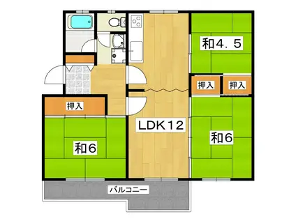 男山第2(3LDK/5階)の間取り写真