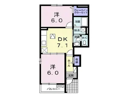 マリアローザ A(2DK/1階)の間取り写真