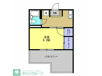 パークハイツ桜ヶ丘(1K/2階)の間取り写真