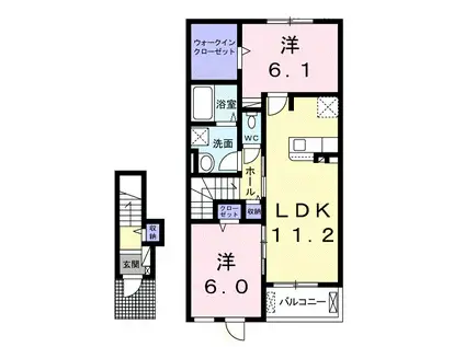 ホープ I(2LDK/2階)の間取り写真
