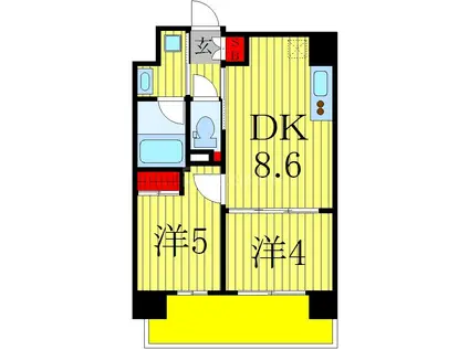 パークアクシス柏(2DK/6階)の間取り写真