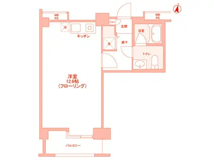 TERRA湘南台(ワンルーム/8階)の間取り写真