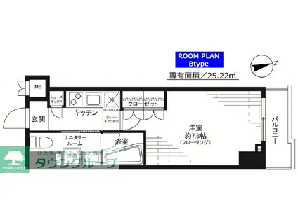 グランドコンシェルジュ新御徒町アジールコート(1K/3階)の間取り写真