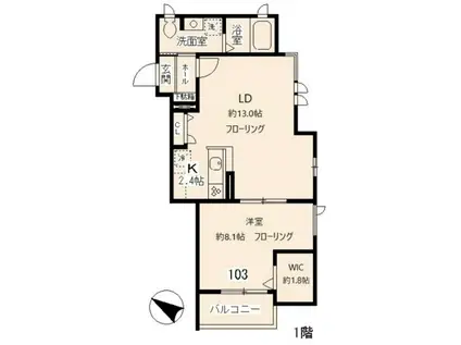 THE RESIDENCE(1LDK/1階)の間取り写真