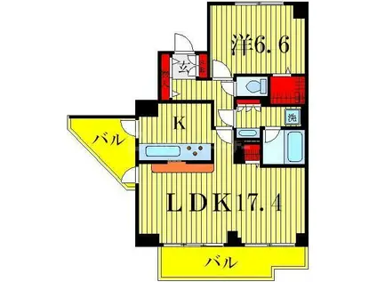 アコール北千住(1LDK/8階)の間取り写真