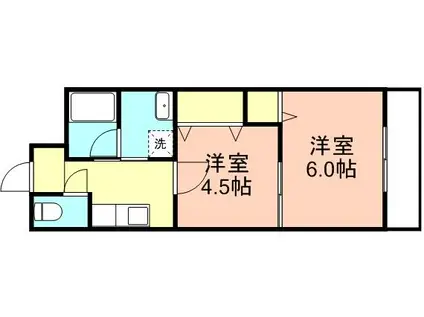 アスリートONE(2K/1階)の間取り写真