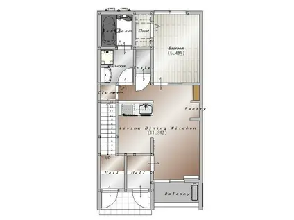 AFC RESIDENCE岡崎竜美東(1LDK/1階)の間取り写真