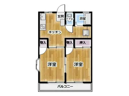 サウスポート(2DK/1階)の間取り写真