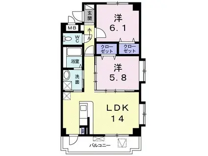 クレアシオン(2LDK/1階)の間取り写真