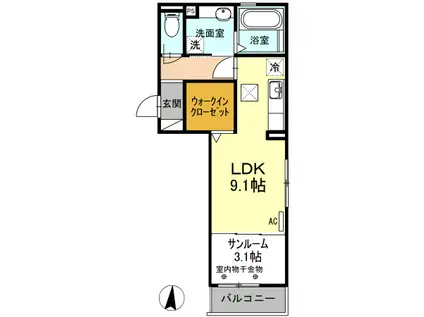 ルチェーレ龍禅寺(1LDK/3階)の間取り写真