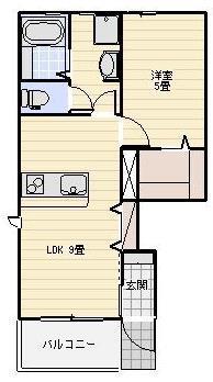 LOTUS坪井(1LDK/1階)の間取り写真