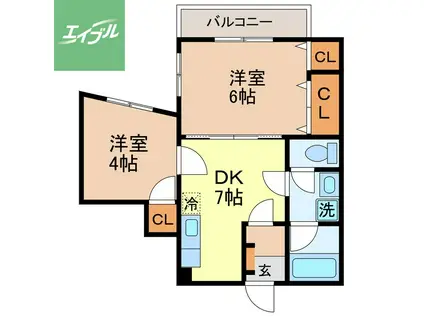 プライムステージ(2DK/3階)の間取り写真