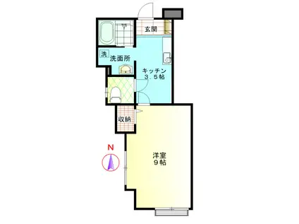 ネージュ大和(1K/1階)の間取り写真