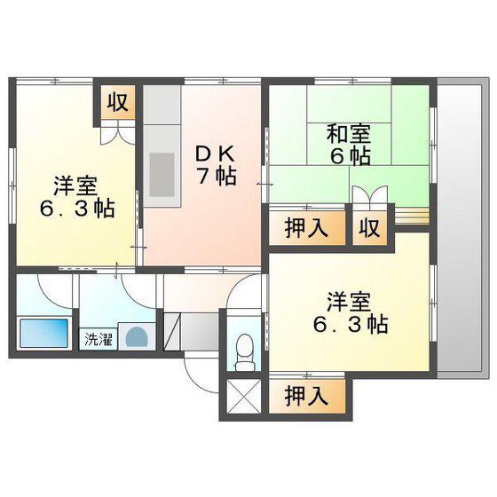 ルネ津島(3DK/4階)の間取り写真