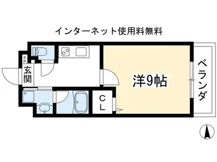 ELAN MANOIR一乗寺(1K/3階)の間取り写真