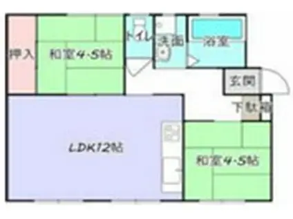 レインボーハウスさわらI・II(2LDK/1階)の間取り写真