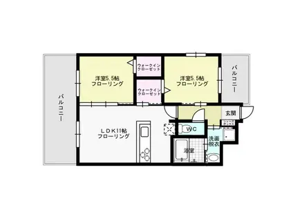 プランドール高砂(2LDK/6階)の間取り写真