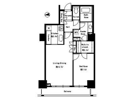 パークタワー芝浦ベイワードアーバンウイング(1LDK/22階)の間取り写真