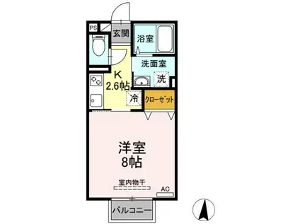 エクセレントIII(1K/2階)の間取り写真