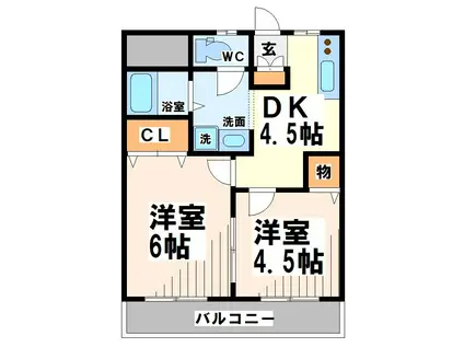 ドミール粕谷(2DK/2階)の間取り写真