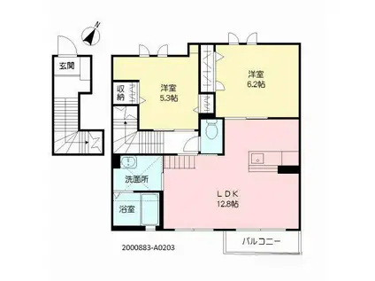 シャーメゾン牧山(2LDK/2階)の間取り写真