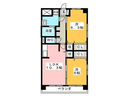 レフィナード(2LDK/1階)の間取り写真