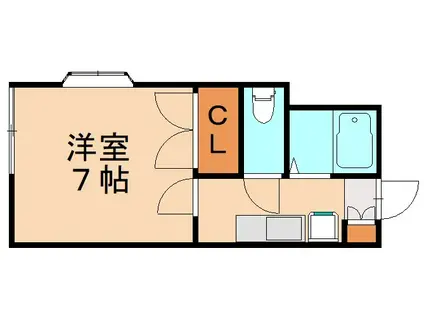 デュエル通谷(1K/2階)の間取り写真
