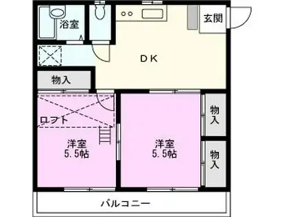 サニーパレス一ノ割(2DK/1階)の間取り写真