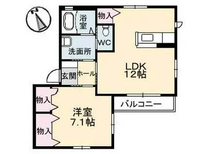 クレールメゾン(1LDK/2階)の間取り写真