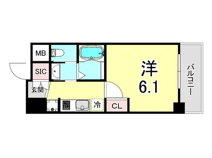 エステムコート神戸元町IIリザーヴ(1K/5階)の間取り写真