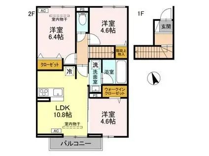 ボンヌクール城東(3LDK/2階)の間取り写真