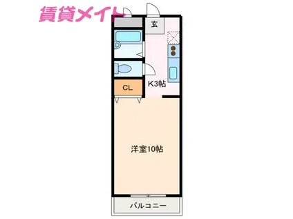 シーパーク鈴鹿(1K/3階)の間取り写真