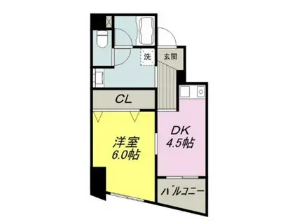 MOWAビル(1DK/6階)の間取り写真