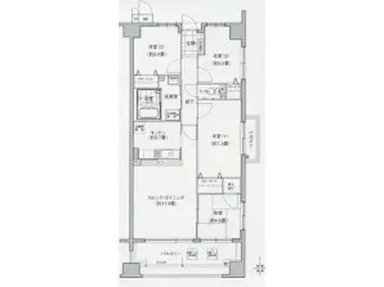 ソーラスフロント富船北棟(4LDK/2階)の間取り写真