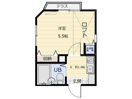 ベルウィング西所沢(1K/1階)の間取り写真