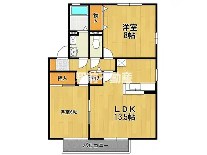 アベイユA(2LDK/1階)の間取り写真