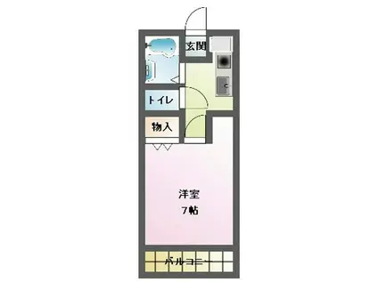 オークステシマ(1K/2階)の間取り写真