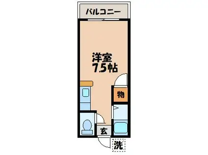 シャトレヒルトップ(ワンルーム/2階)の間取り写真