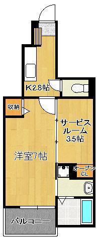 グラースメゾン(1K/1階)の間取り写真