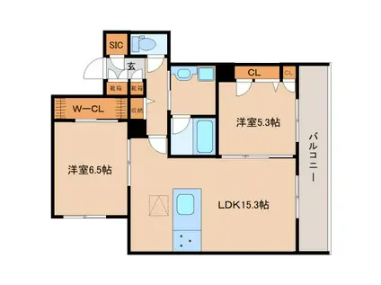 シャーメゾン オークルート奈良(2LDK/1階)の間取り写真