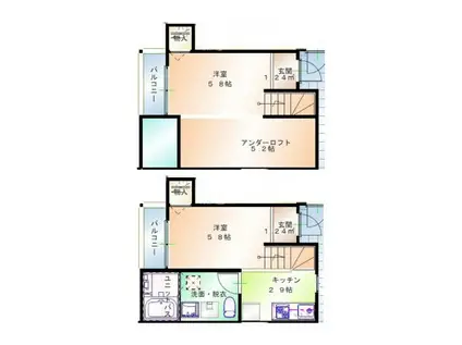 エスペランサ小峯(1SK/2階)の間取り写真