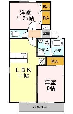 エテール3番館(2LDK/2階)の間取り写真