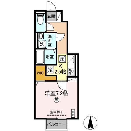 D-ROOM小倉寺 A(1K/1階)の間取り写真